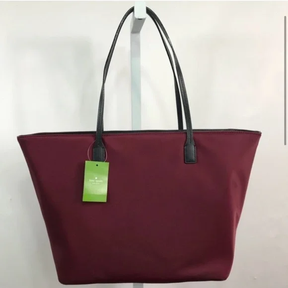 Kate Spade Maroon Merlot Nylon Carry All Tote Bag Brand New - Picture 4 of 8